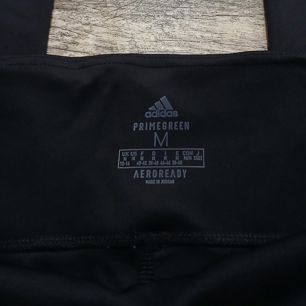 Adidas Black Womens Leggings with White Logo and Side Stripes - Picture 5 of 5